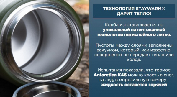 Арктический термос Antarctica K46
Арктический термос Antarctica K46