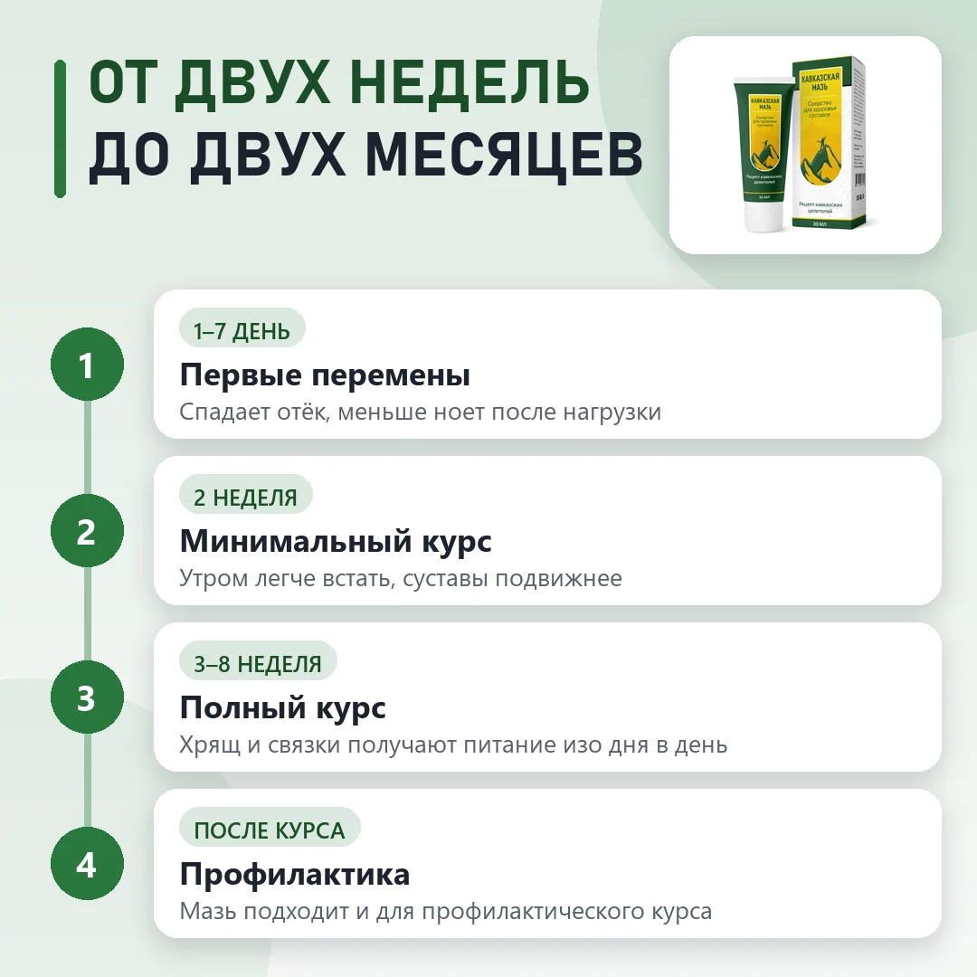 Курс Кавказская мазь по этапам